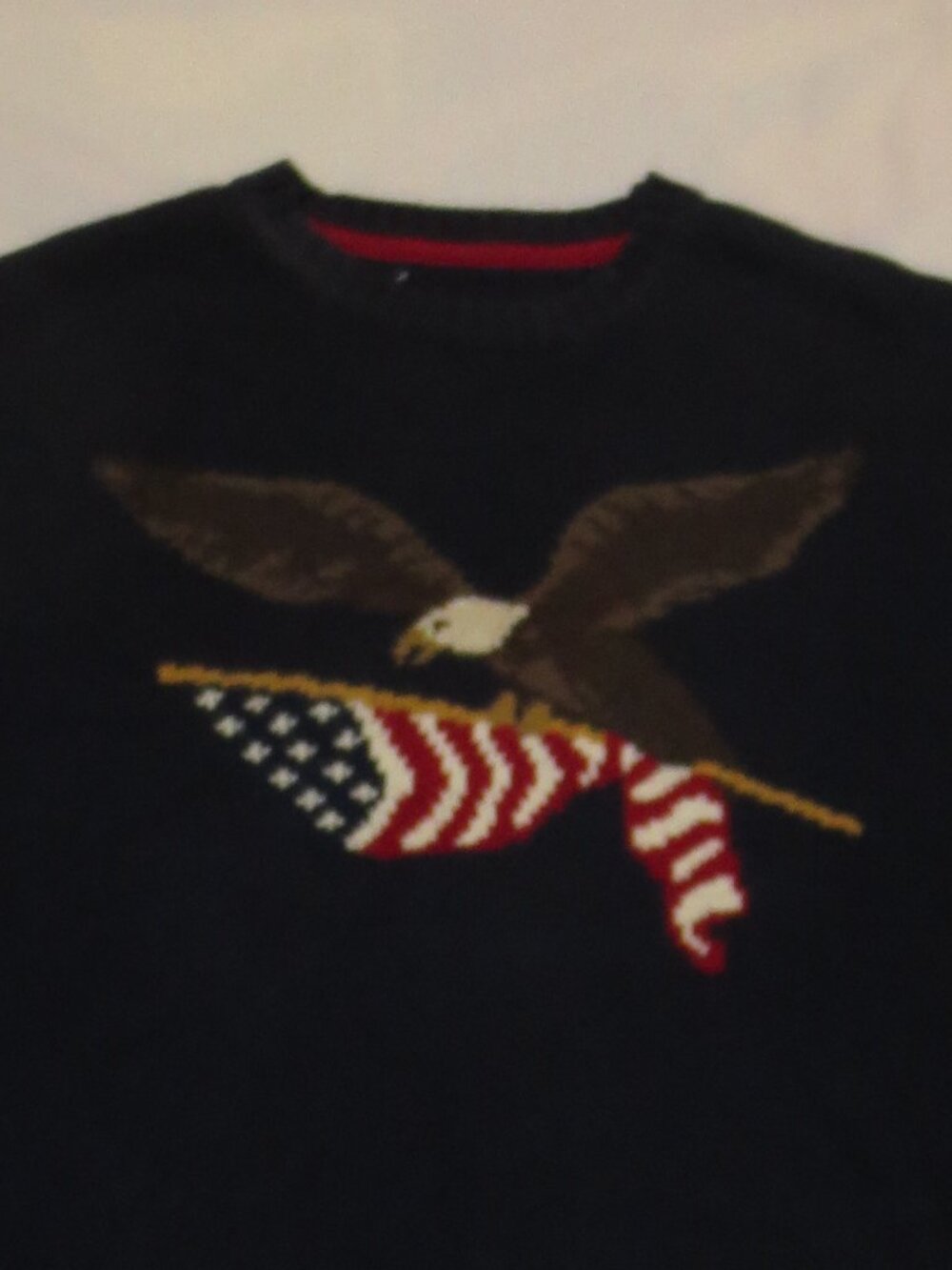 AMERICAN LIVING mens SWEATER blue EAGLE crewneck FLAG SIZE L - Picture 8 of 8